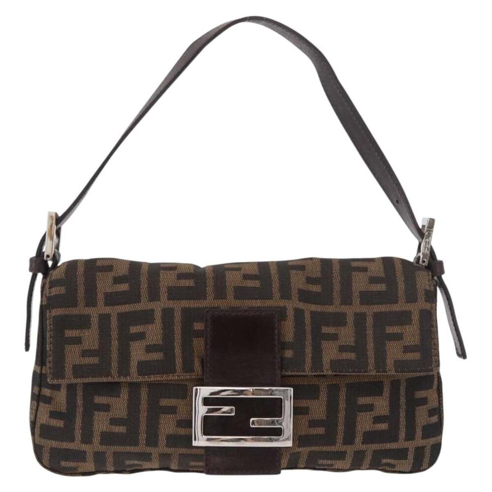 Fendi Zucca Mamma Baguette Shoulder Bag Black